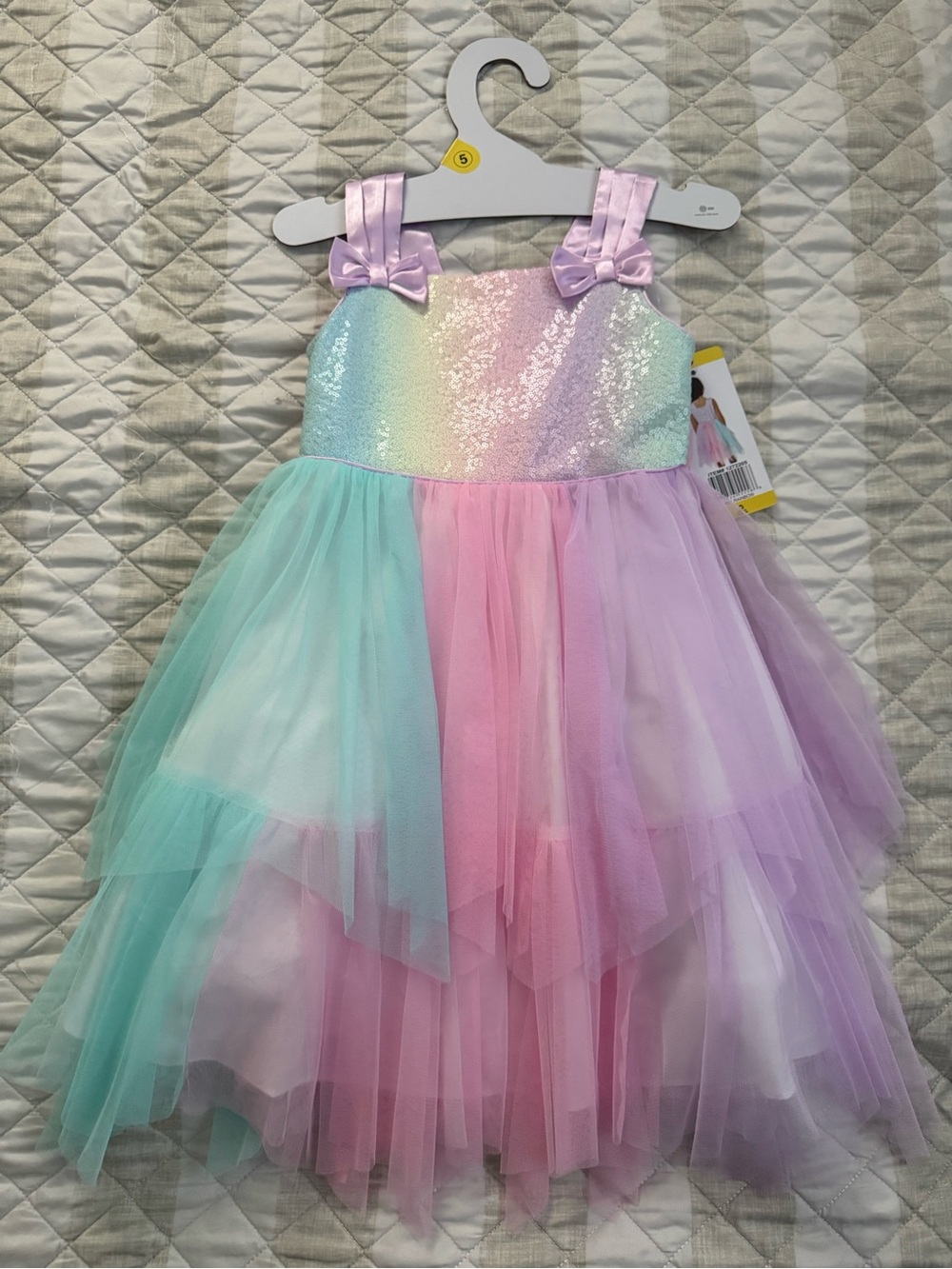 Girls Pastel Rainbow Tulle Dress - Pink, Lavender & Mint - NWT